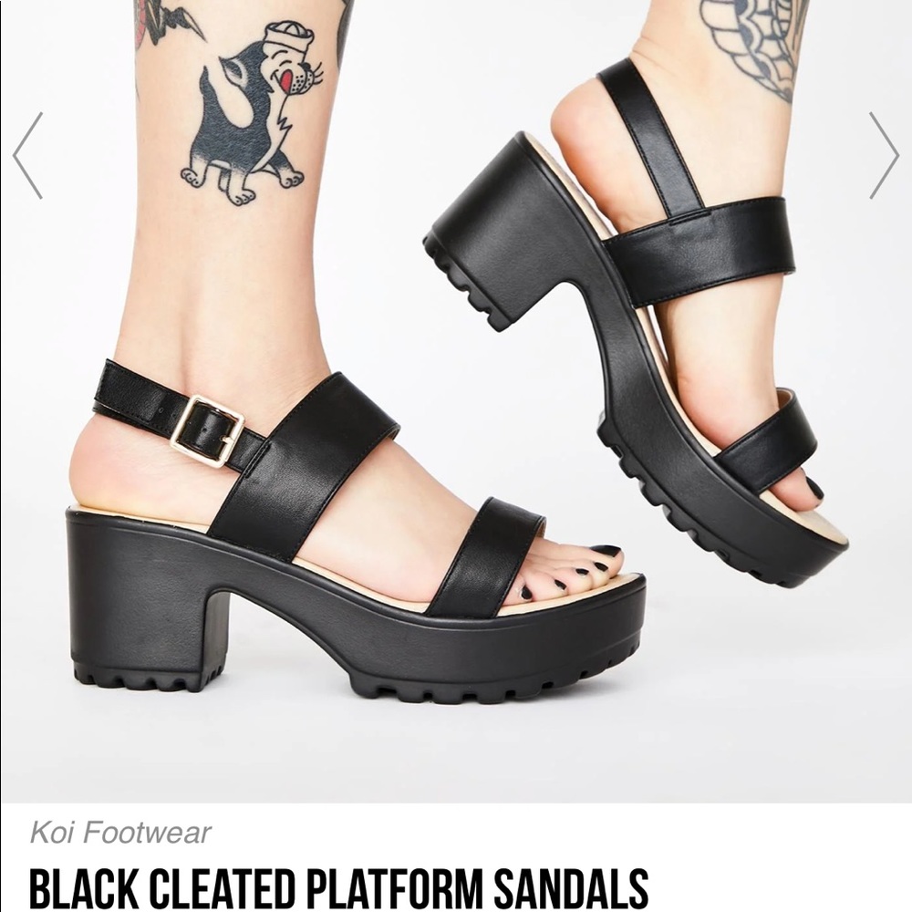 Dolls kill black cleated platform sandals- Koi